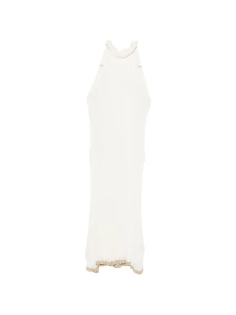 Alberta Ferretti pleated halter-neck midi dress Neutrals AEF261M04890103