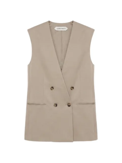 Alberta Ferretti double-breasted sleeveless jacket Brown AEF261M10040119