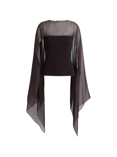 Alberta Ferretti sheer-cape top Brown AEF261M02200124