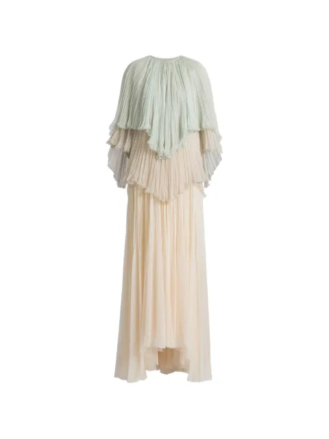 Alberta Ferretti pleated ruffled maxi dress Neutrals AEF261M04150115
