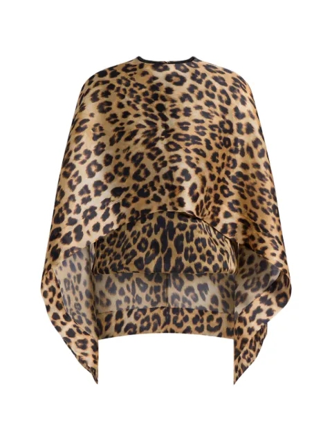Alberta Ferretti animal-print cape-detail blouse Brown AEF261M02020150