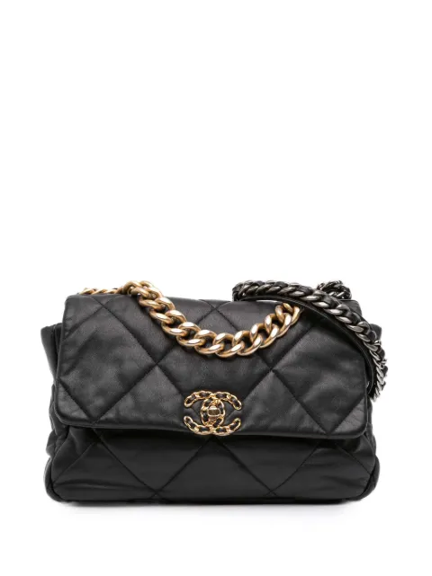 CHANEL Pre-Owned 2019 Large Lambskin 19 Flap satchel Black K5M03TZ75C2M85ZU
