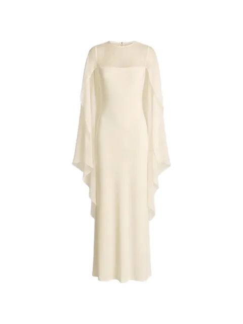 Alberta Ferretti sheer overlay maxi dress Neutrals AEF261M04220124