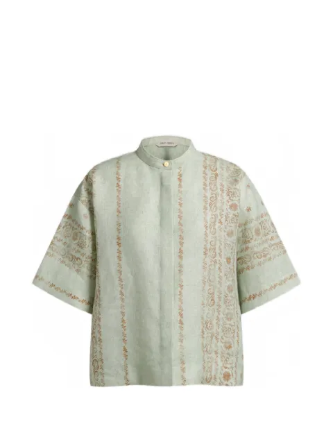 Alberta Ferretti floral-print short-sleeve blouse Green AEF261M02110152