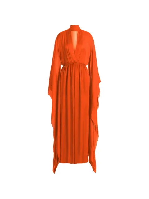 Alberta Ferretti V-neck long-sleeve maxi dress Orange AEF261M04620115