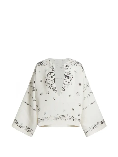 Alberta Ferretti floral V-neck blouse White AEF261M02100152