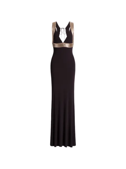 Alberta Ferretti V-neck maxi dress Brown AEF261M04600124