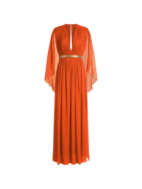 Alberta Ferretti V-neck belted dress Orange AEF261M04640115