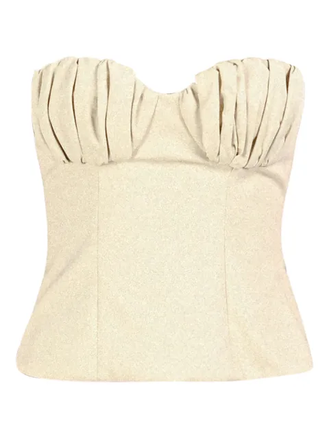Rowen Rose ruched-bustier top Neutrals TOPRR423GABARDINE