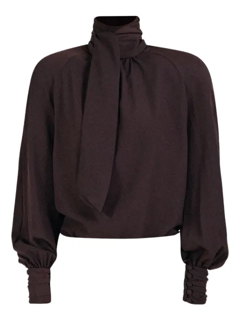 Rowen Rose bow-neck blouse Brown TOPRR0880BROWN