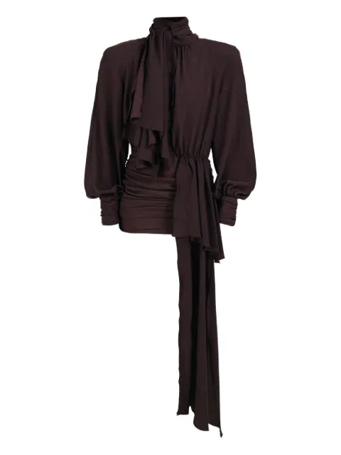 Rowen Rose draped-detail mini dress Brown DRSRR4398BROWN