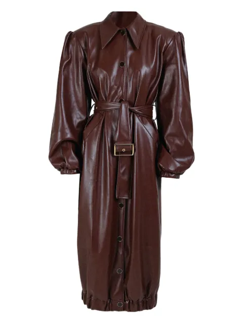 Rowen Rose buttoned-up belted coat Brown COATRR1666BROWN
