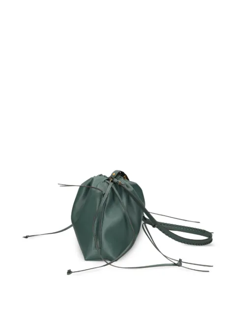 PINKO large shoulder clutch in leather with Love Birds logo Green 105825A0QO