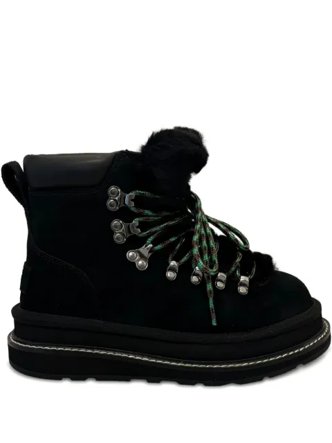 UGG fur-trim lace-up boots Black 1178390