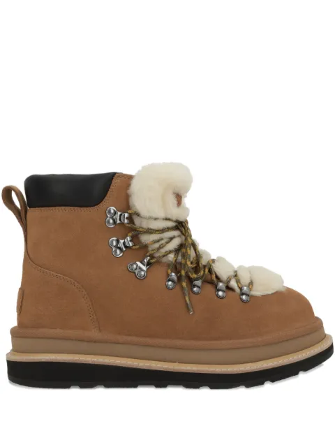 UGG fur-trim lace-up boots Brown 1178390