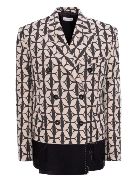 CuAnna double-breasted patterned jacket Neutrals MARGIEJACKET