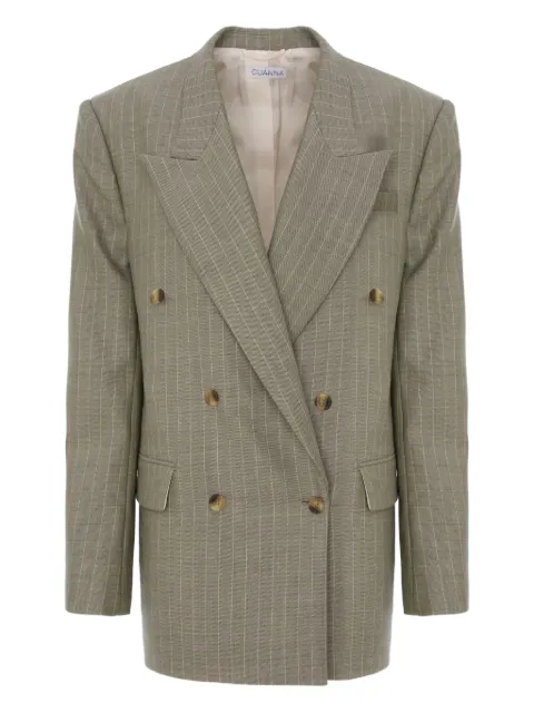 CuAnna Betty pinstripe-pattern double-breasted blazer Grey BETTYJACKET