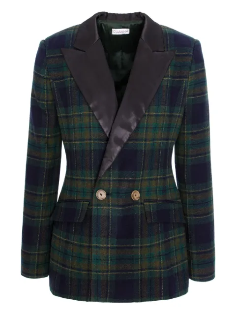 CuAnna MIDI double-breasted plaid-pattern blazer Green MIDIJACKET