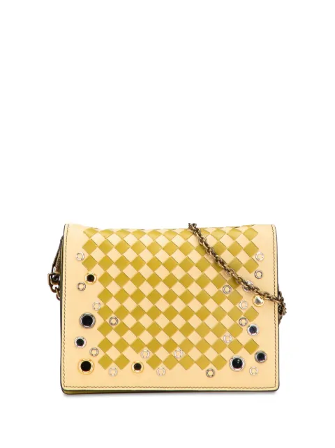 Bottega Veneta Pre-Owned 2012-2025 Nappa Intrecciato Studded Wallet on Chain crossbody bag Yellow O8NNLME7BN37VOGW