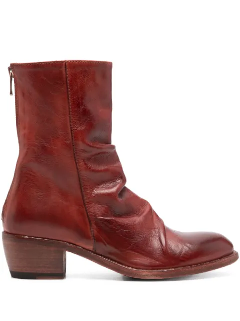Shoto 45mm zip-fastening leather boots Red 51465