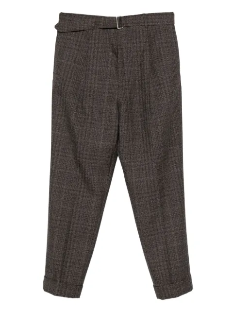 Officine Generale belted check trousers Brown W25MTLG451
