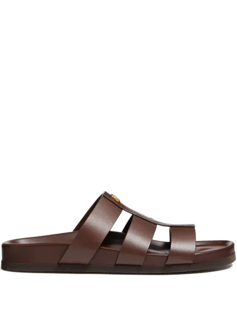 Valentino Garavani Studshield slide sandals in calfskin Brown YS0M95BEK