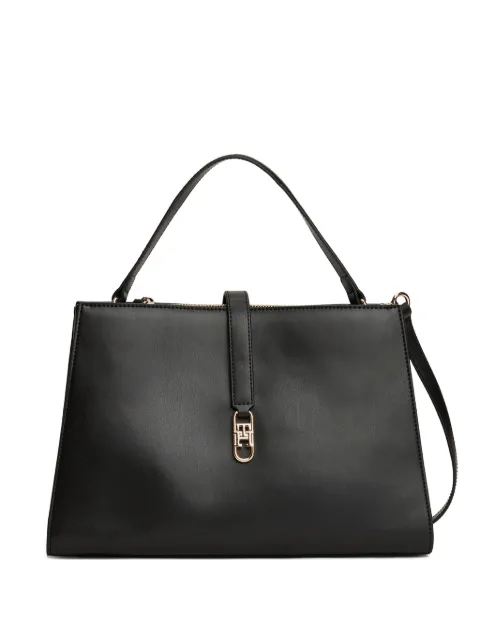 Tommy Hilfiger top-handles logo-plaque shoulder bag Black AW0AW17724BDS