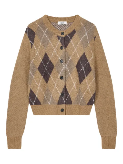 TOMBOY argyle-pattern round-neck cardigan Neutrals 9105451123