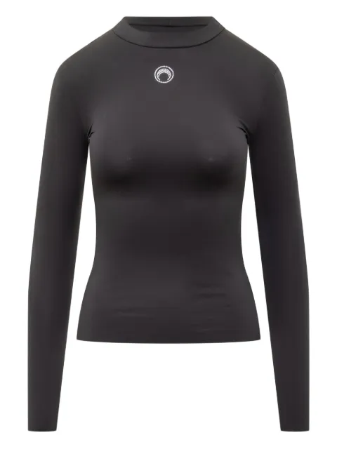 Marine Serre moon-logo long-sleeve T-shirt Black WTS005ACJER0094