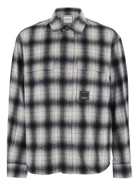 Wooyoungmi logo-patch check-pattern shirt Black W253SH14836B