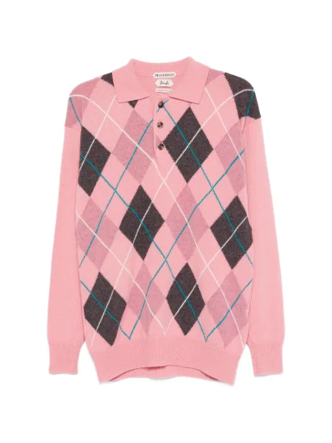 JW Anderson argyle knit polo top Pink KW1551YN0470