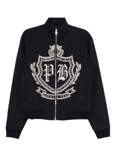 Balmain crystal-embellished jacket Blue FH0TFB10PD26