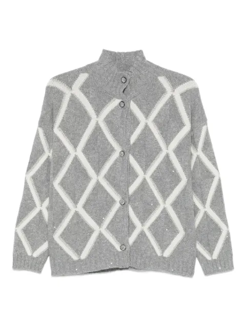 Gran Sasso diamond-pattern button-fastening cardigan Grey 1323137106