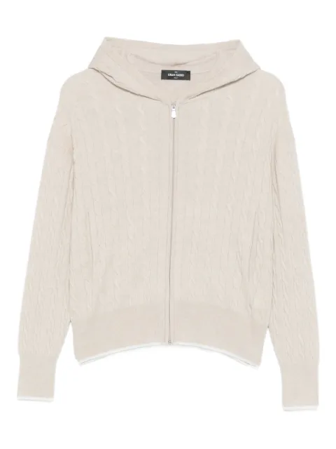 Gran Sasso cable-knit zip-fastening hoodie Neutrals 5721215581