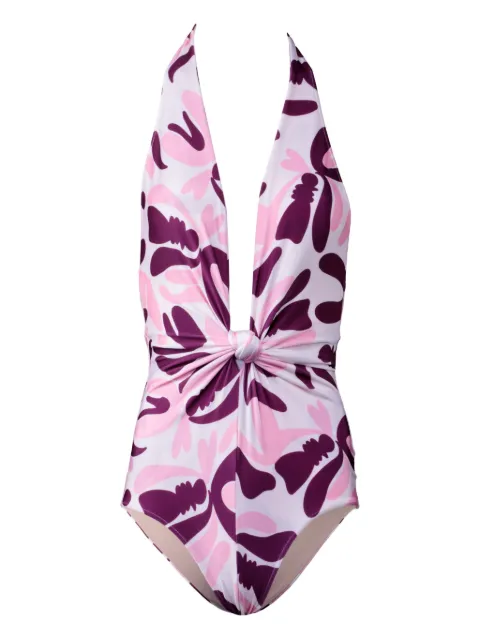 Adriana Degreas knot floral swimsuit White MAFU0422V26