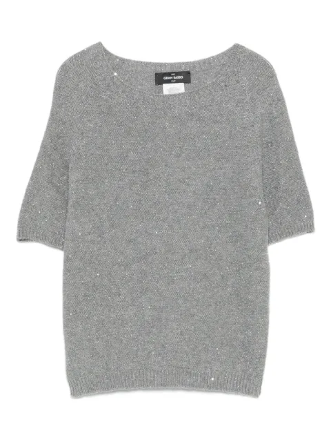 Gran Sasso sequin-embellishment short-sleeve top Grey 1420633006