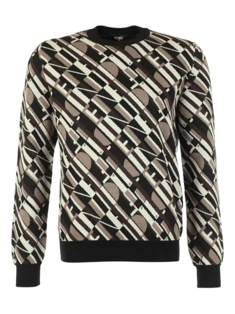 FENDI patterned crew-neck sweater Brown FZX091AVO1