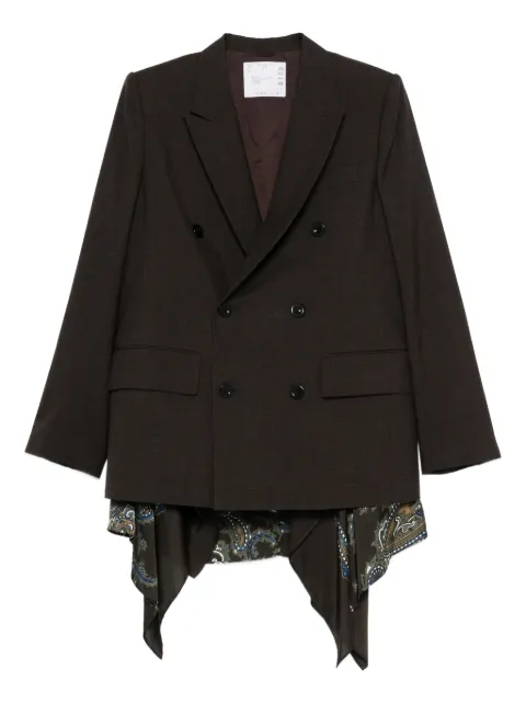 sacai double-breasted paisley blazer Brown 2508129