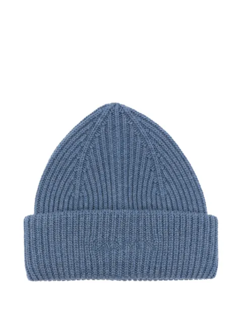 Lanvin ribbed-logo beanie hat Blue AMSARBE13WLOP25