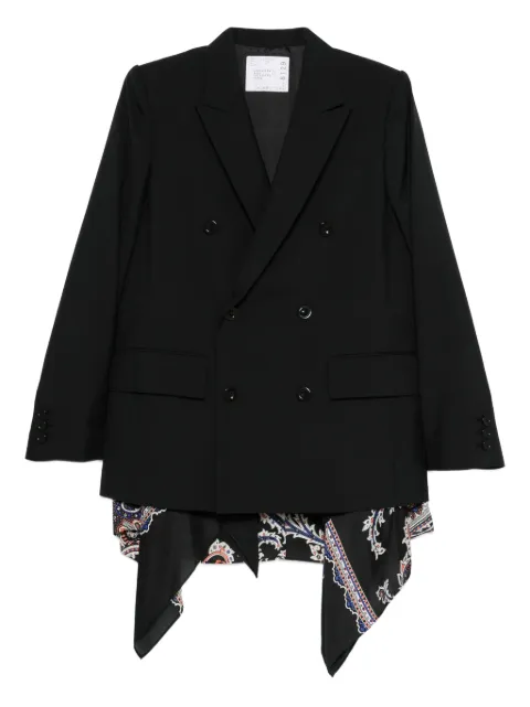sacai double-breasted paisley blazer Black 2508129