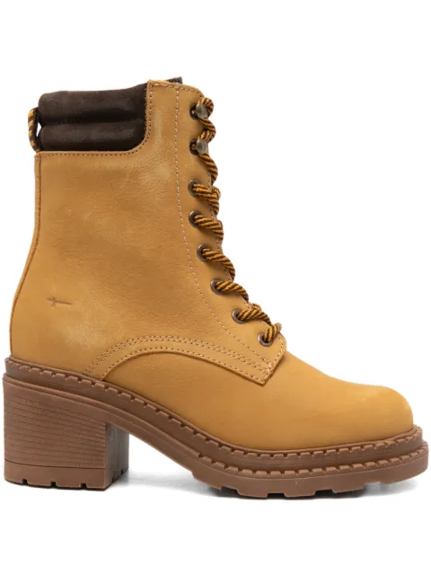 TAMARIS 70mm leather block-heel boots Brown 12529445