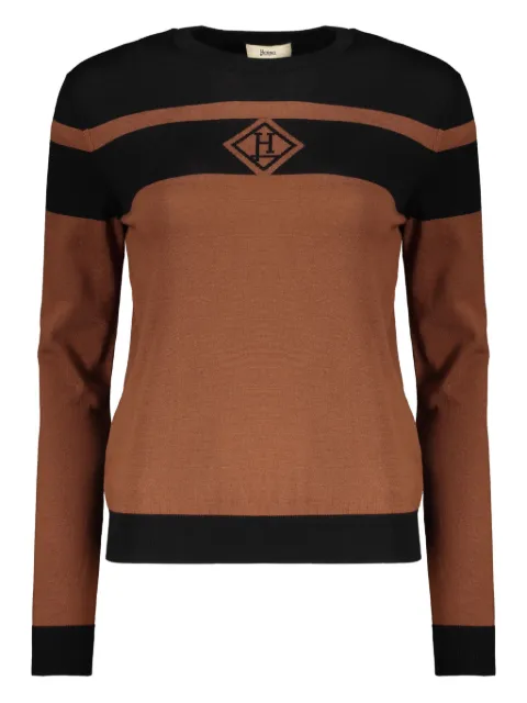 Herno striped logo-embroidered sweater Brown MG0001DCBM0270189