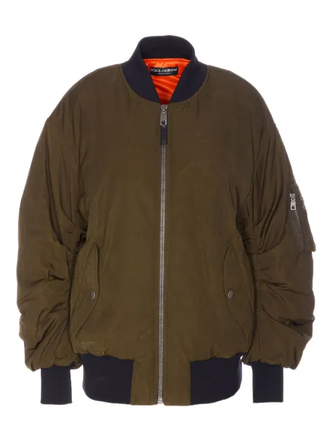 Dolce & Gabbana gathered-detail bomber jacket Green F9T50THUMV3