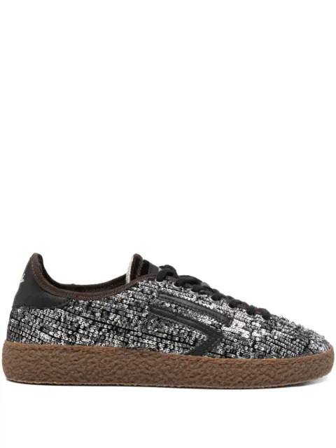 Puraai sequin lace-up shoes Black PU601X017