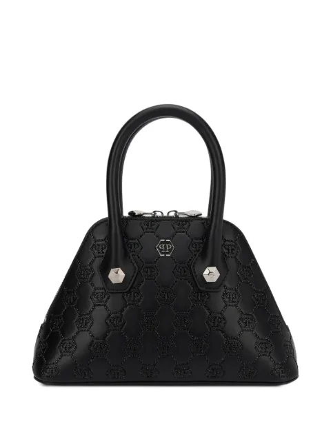 Philipp Plein small Majestic monogram rhinestone handle bag Black AAEAWBA2159PLE005N
