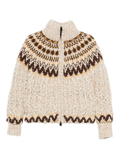 Moncler Grenoble patterned zip cardigan Neutrals K20989B00013M7948