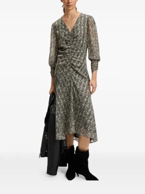 BOSS printed-floral midi dress Grey 50544051