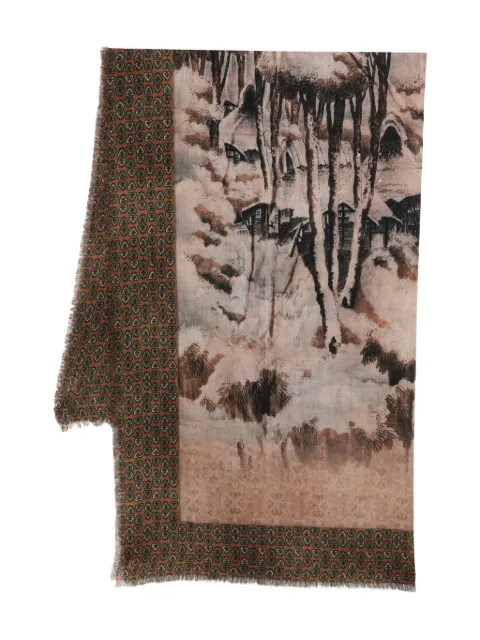 Pierre-Louis Mascia EUCLIDES fringed patterned scarf Brown EUCLIS135X195S