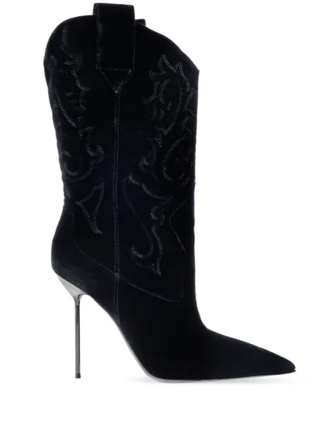 Paris Texas 105mm Lidia embroidered heeled boots Black PX1809XVLV6