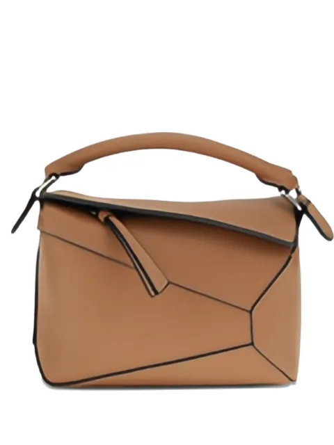 LOEWE mini Puzzle Edge geometric-panel tote bag Brown A510P88X49